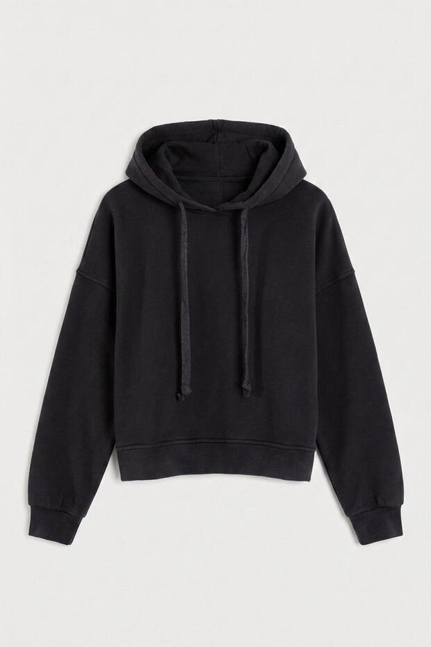 Parça Boyalı Kapüşonlu Sweatshirt