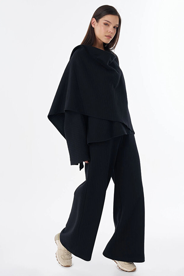 Asymmetrical Cut Double Suit Black