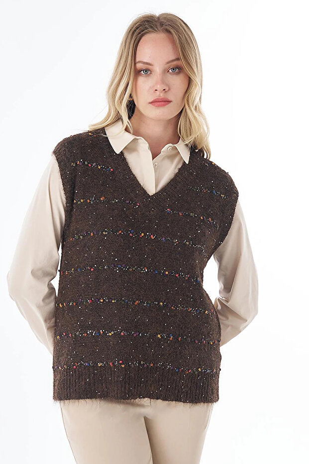 Braided Knitwear Sweater Dark Brown