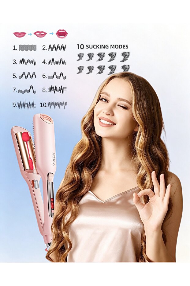Automatic Rotating Curling Iron 1 Inch Ceramic Hair Curler with LCD Display, Adjustable Temperature, Anti-Scald, Dual Voltage, Fast Heating