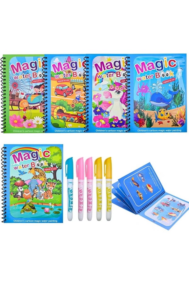 Magic Water Book Assorted Pack of 4 with Water Pens