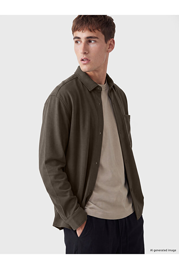 Özmarka New Season Khaki Regular Fit Men's Shirt Jacket