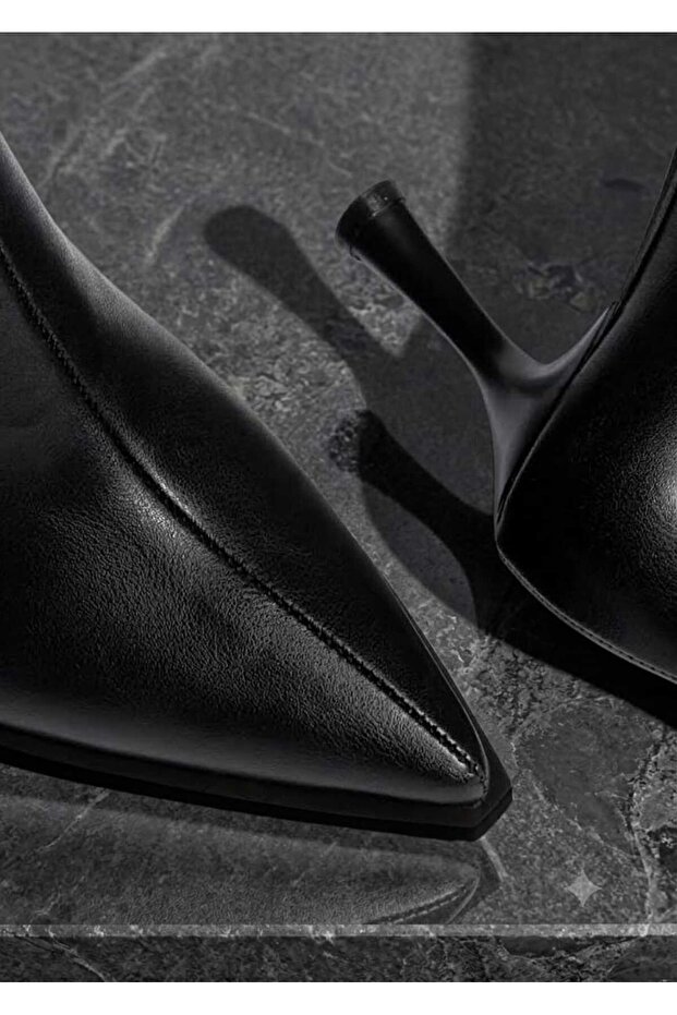 Pointed Toe Heeled Boots 6cm