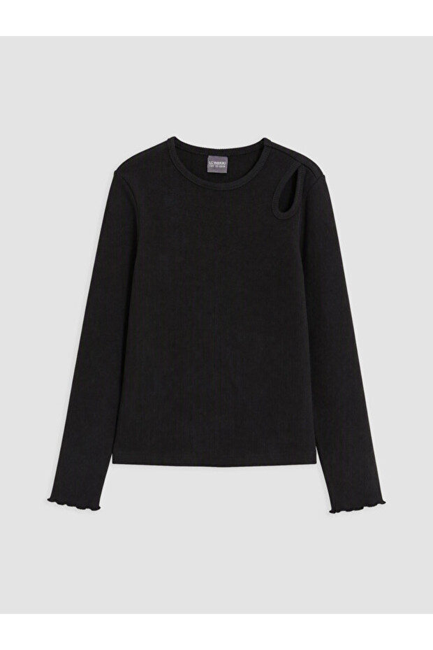 Crew neck t-shirt with window detail for girls