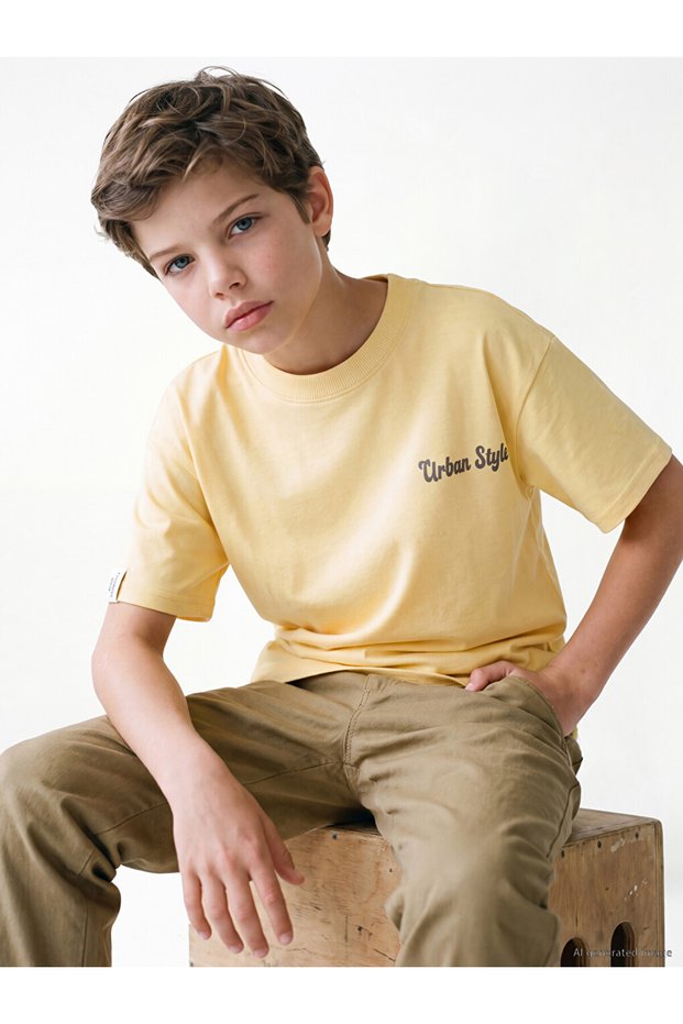 Quality Parts Letter Printed Boys' T-Shirt from Çelebi Store