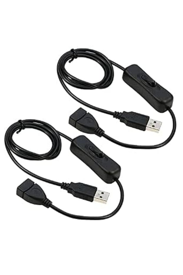 كابل تمديد USB مع مفتاح تشغيل/إيقاف يدعم نقل البيانات والطاقة بطول 1 متر/3 أقدام (عبوة من قطعتين) متوافق