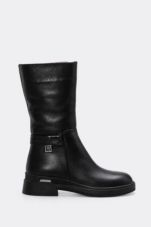 Genuine Leather and Fur Black Women's Classic Boots 227Kza8683