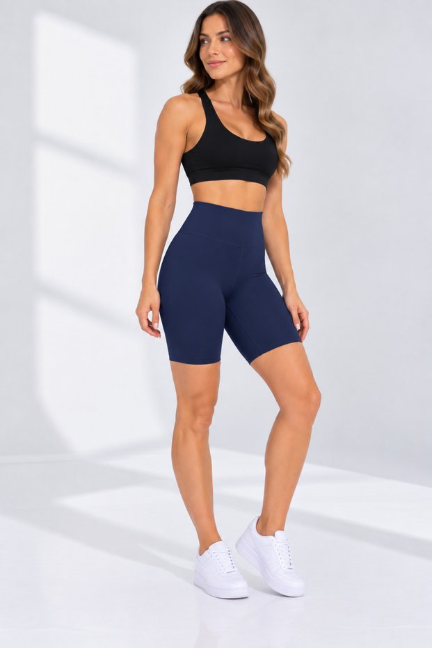 Women's High Waist Gathering Diving Fabric Shorts Leggings
