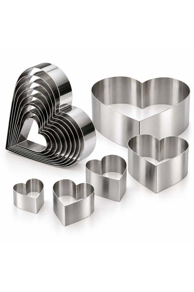 Cake Circle Heart Argon 1.2mm Height 7 cm Set of 8 8 Sizes between Ø6 Cm-Ø30 cm
