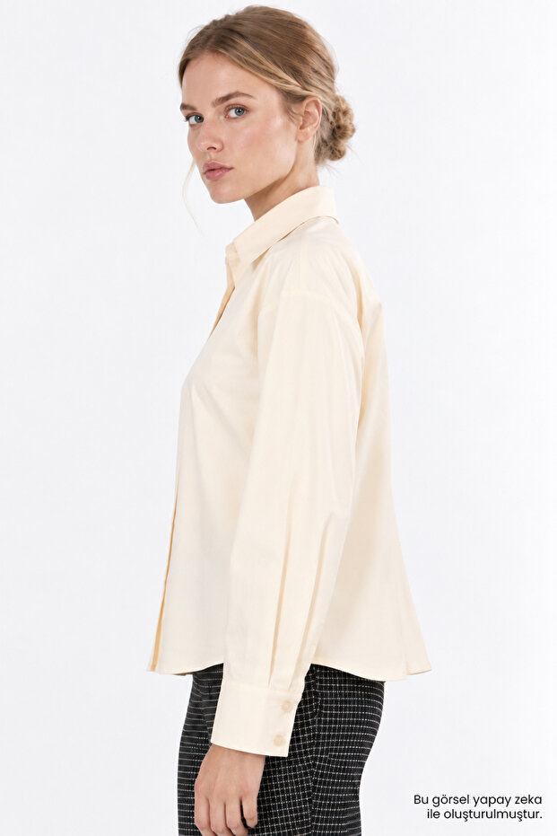 Long Sleeve Regular Shirt with Pleated Back