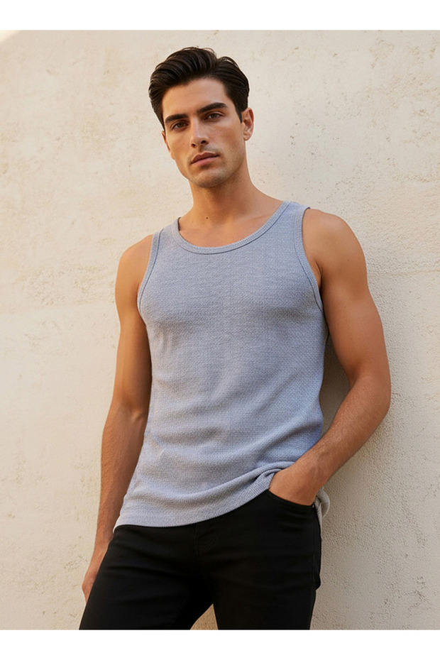 Basics Textured Sleeveless Scoop Neck Vest