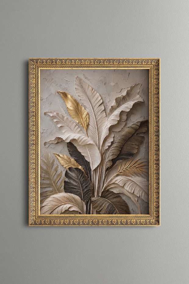 Tropical Leaves - Vintage Patterned Painting - Fine Model