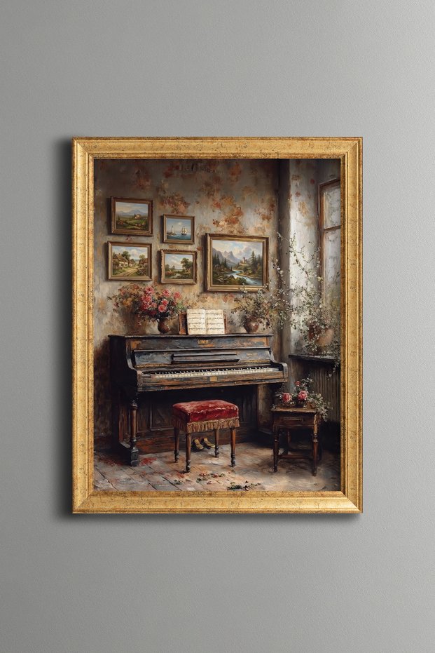 Nostalgic Piano Corner - Vintage Patterned Table - Slim Model