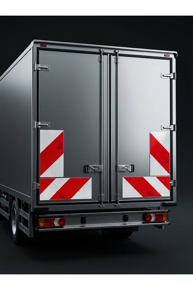 4-Piece Truck Reflector Set Red-White Diagonal Reflective Sign Ece R70-Metal
