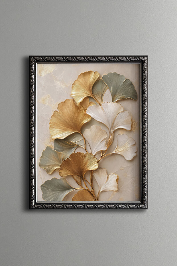 Golden Ginkgo Branch - Vintage Patterned Painting - Fine Model