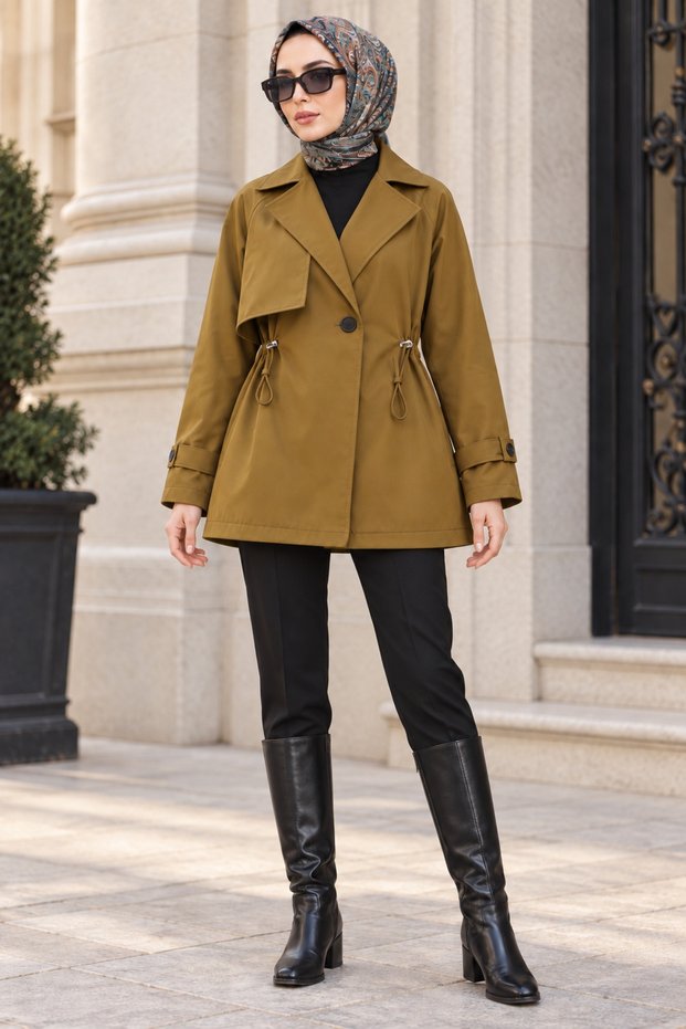 Kruvaze Kapama Trench Coat-Tan