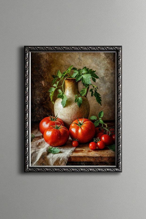Tomato Still Life - Vintage Patterned Painting - Fine Model