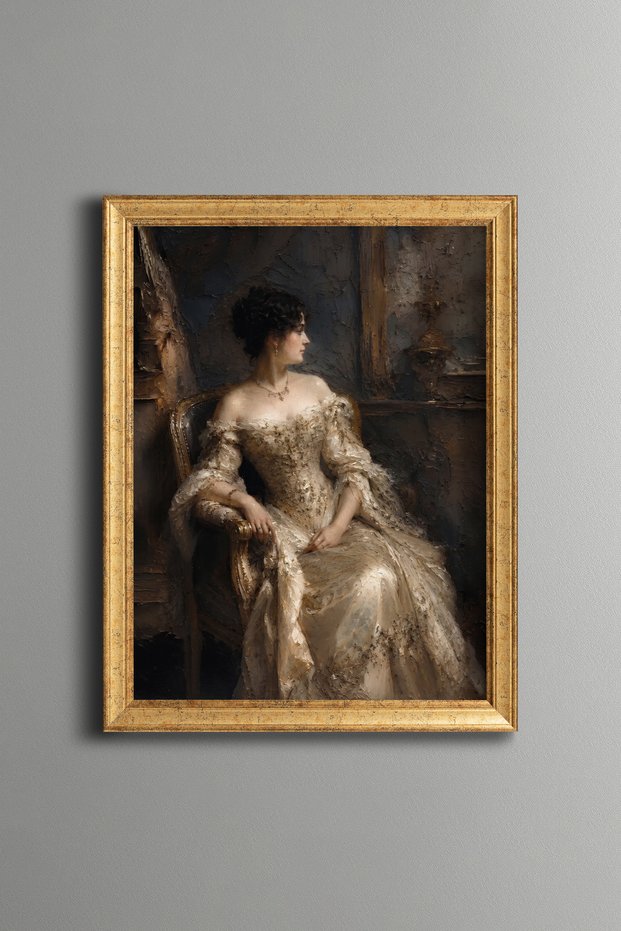 Elegant Woman - Vintage Patterned Painting - Slim Model