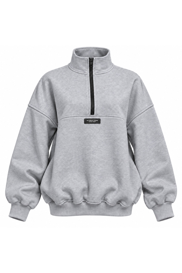 Women's Stand Collar Half Zipper Oversize Long Sleeve Sweatshirt
