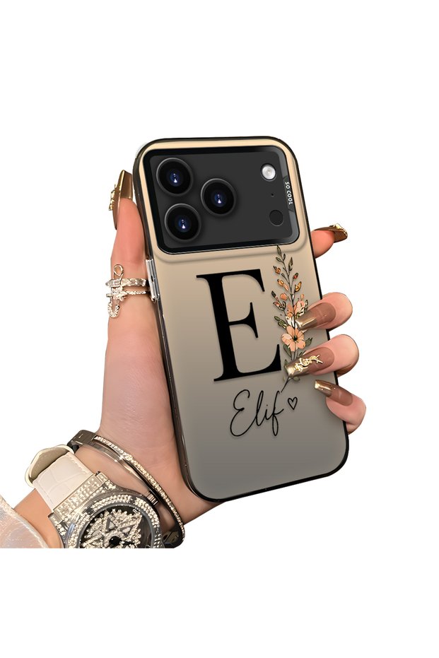 حافظة هاتف متوافقة مع iPhone 17 Pro مصنوعة من السيليكون بحافة صلبة وخلفية صلبة على شكل حرف E مع نمط حرف E لزوجين من الأحباء