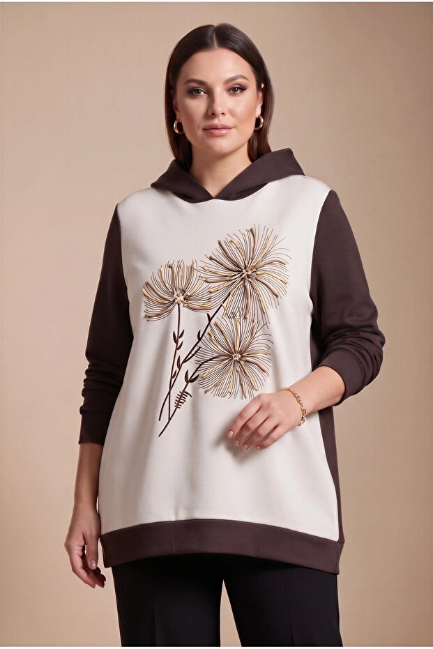 Custom Printed Hooded Oversized Sweatshirt Coffee