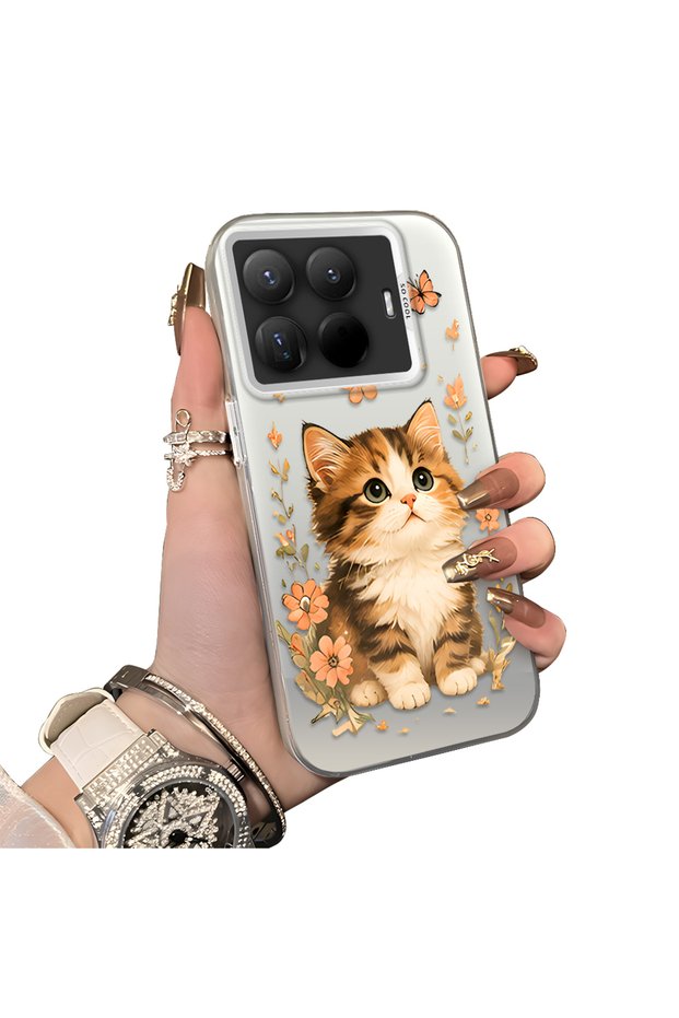 15t Pro Compatible Silicone Edge Hard Back Case Cat Pattern Lover Couple Phone Case