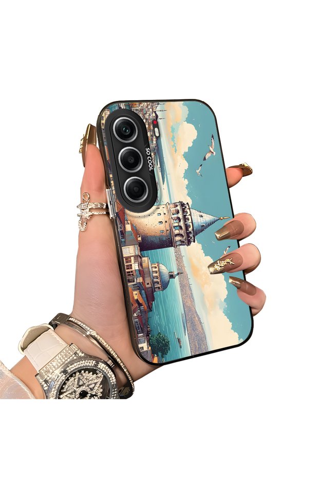 Tecno Camon 40 Pro 5g Cm7 Compatible Silicone Edge Hard Back Case Galata Tower Patterned Phone Case