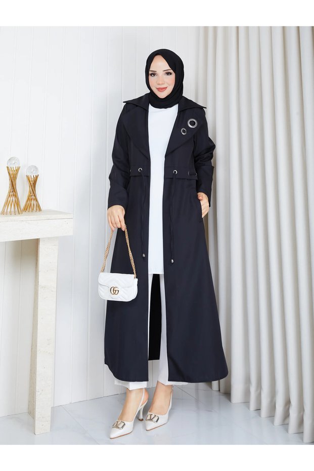 Elisa Waist-Tie Long Women's Trench Coat