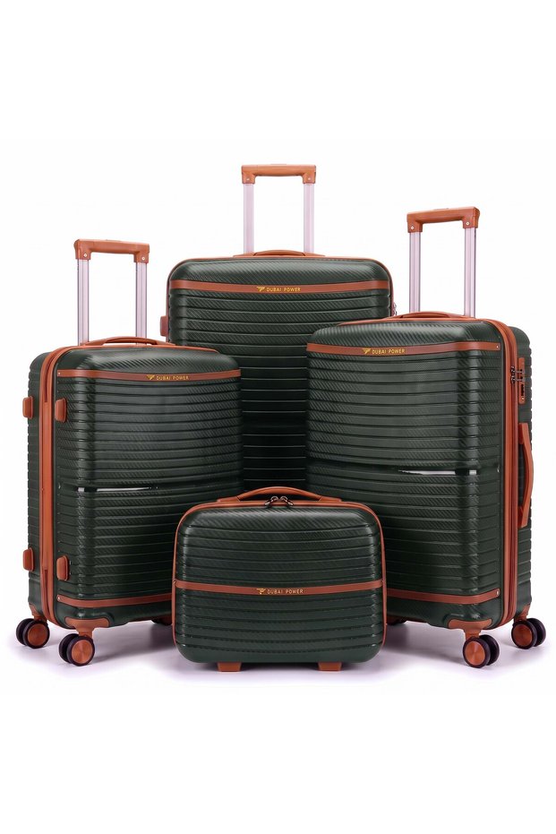 4 Pcs PP Luggage Set 14/20/24/28 Inch with Cosmetic Case, TSA Lock Hard Shell Suitcases & 360° Spinner Wheels, Lightweight Unisex Travel Luggage