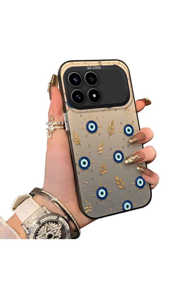 Poco F8 Pro 5g Compatible Silicone Edge Hard Back Case Evil Eye Bead Pattern Phone Case
