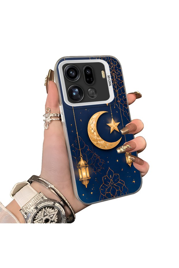Phone Case for Oppo Find X9 Pro 5g Compatible Silicone Edge Hard Back Case Crescent and Star Pattern