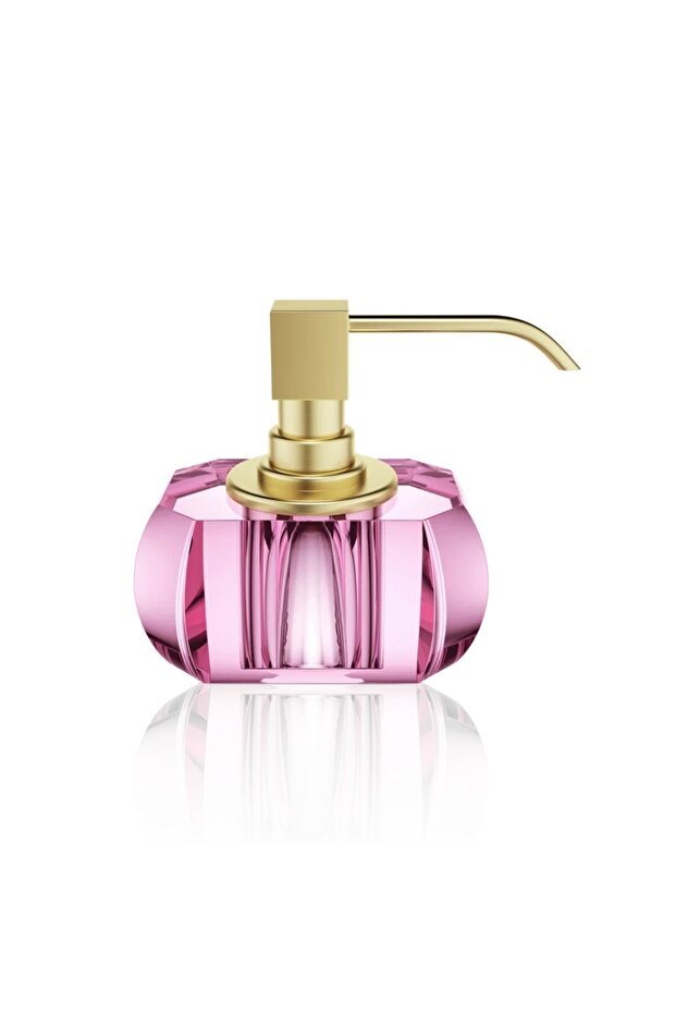 Kristall Liquid Soap Dispenser, Countertop - Matte Gold/Pink