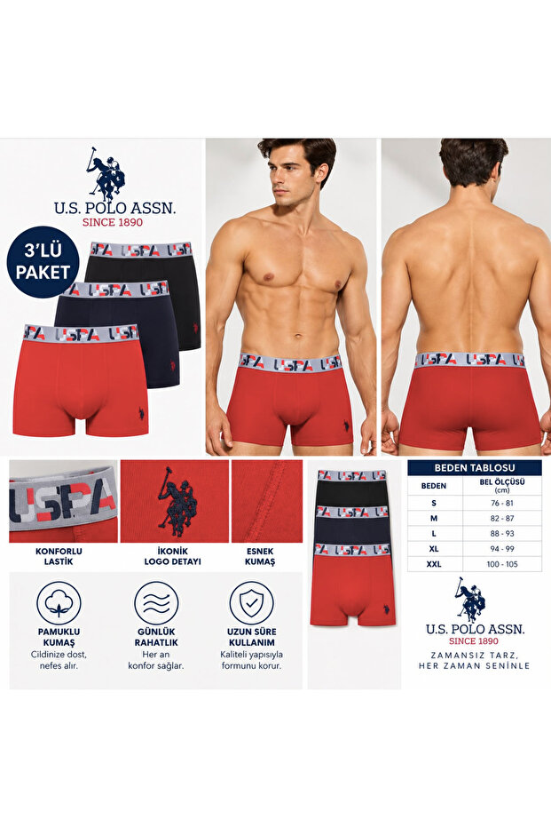 Men'S, 100% Cotton, 3 Pieces Boxer Briefs (Boxed)