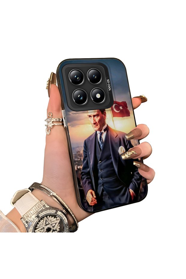 Mi 14t Pro 5g Compatible Silicone Edge Hard Back Case Ataturk Patterned Phone Case