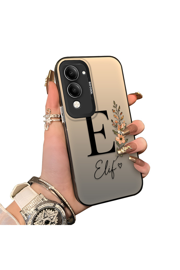 Vivo Y29S Compatible Silicone Edge Hard Back Case Letter E Patterned Couple Phone Case
