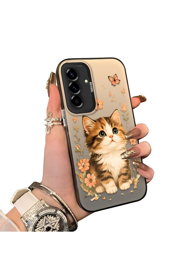 Samsung Galaxy A36 Compatible Silicone Edge Hard Back Case Cat Pattern Loving Couple Phone Case