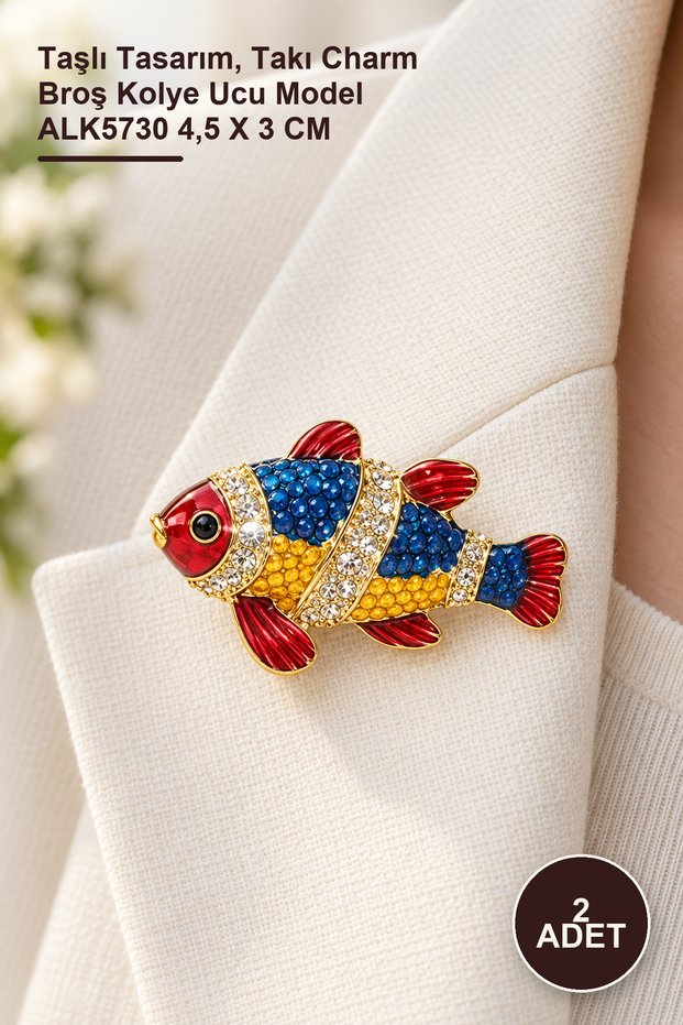 2 Pieces of Stone Fish Accessories – Stone Design, Jewelry Charm Brooch Pendant Model Alk5730 4.5 X 3 cm