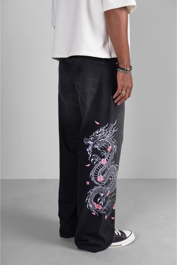 Premium Baggy Fit Dragon Embroidered Jeans