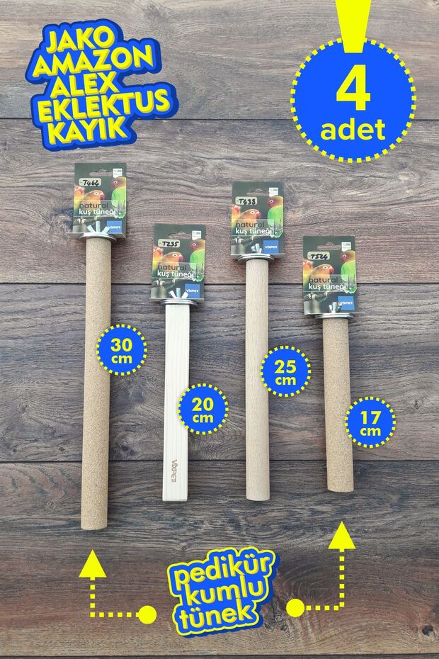 Venty 4 Parrot Perches | Natural and Pedicure Set | Jako, Amazon, Alexander, Kayık, Sultan, Monk, Senegal, Lori | M810