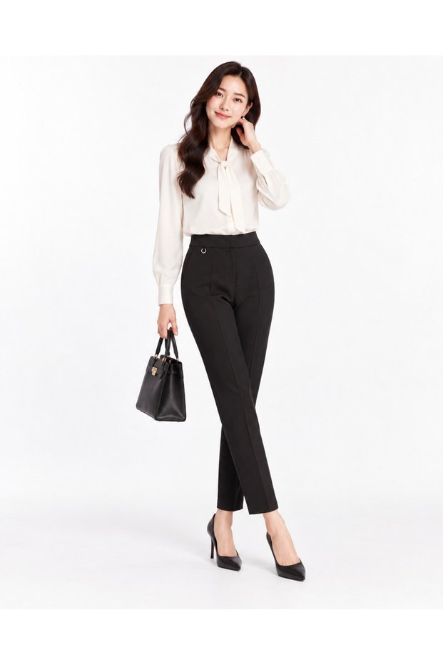 High Waist Skinny Leg Pants with Side Pockets 70593