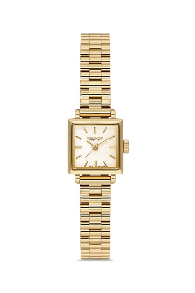 Dk.1.Ag1428.25 Minimal Square Dial 3 Atm Water Resistant Gold Color Women's Wristwatch