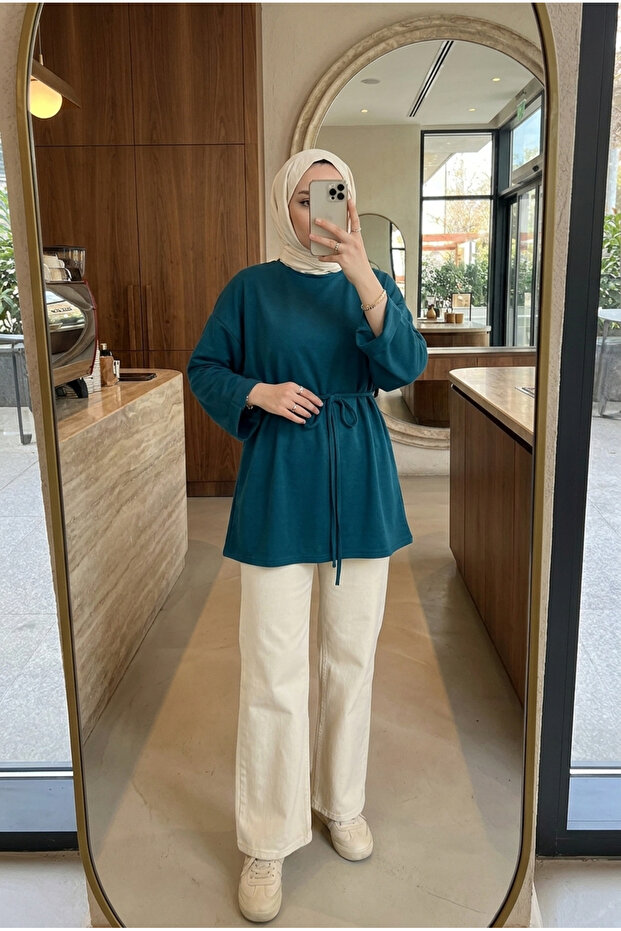Women's Oversize Lace-Up Long Tunic 75 cm