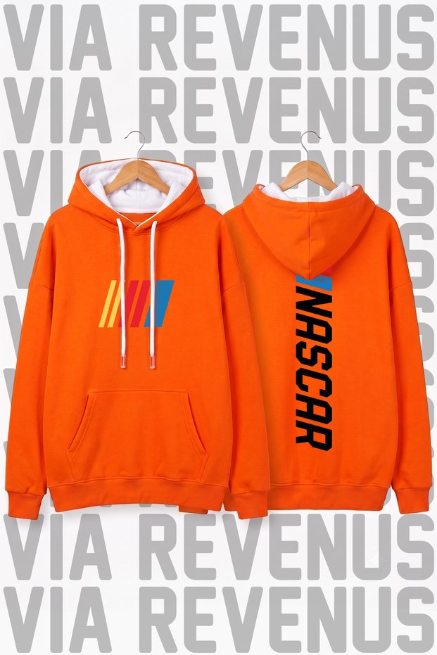 Nascar Printed Wide Fit Hoodie - 3 Thread Fleece Hood Lining with Rope Detail
