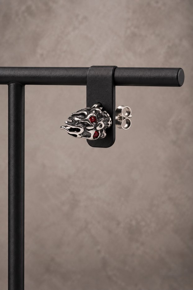 Red Eyed Dragon Steel Earrings