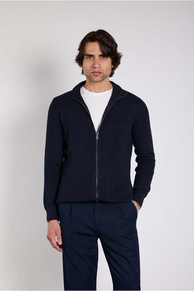 Regular Fit Zippered Knitwear Cardigan