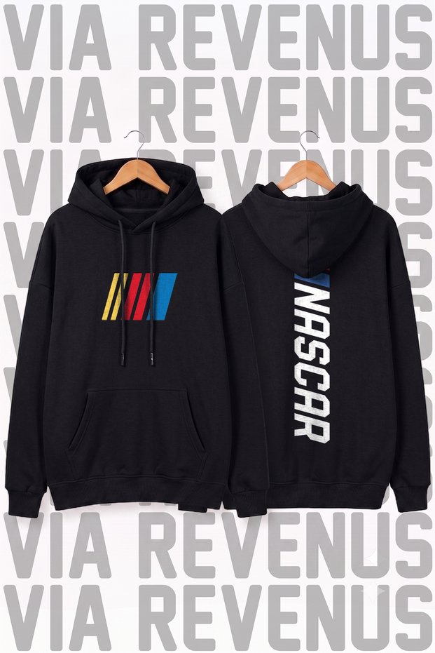 Nascar Printed Wide Fit Hoodie - 3 Thread Fleece Hood Lining with Rope Detail