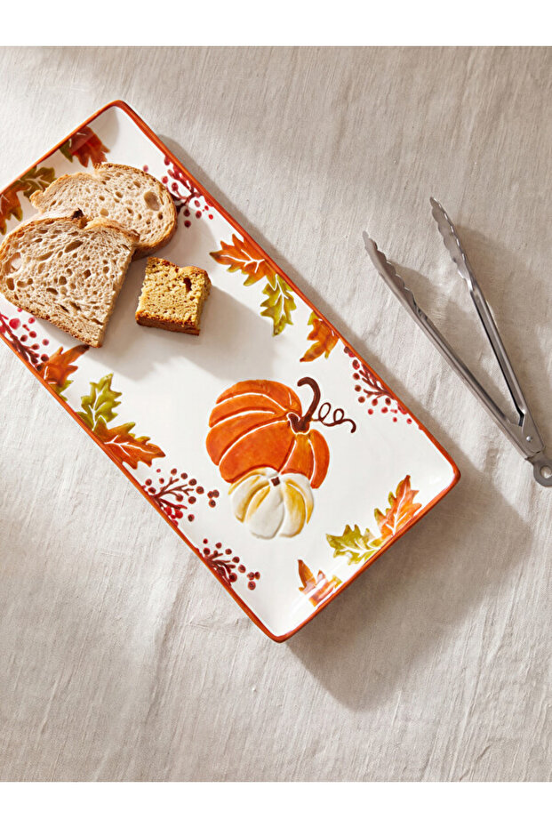 Timeless Clothing & Timeless Choices Leaf Embellished Ceramic Rectangular Presentation Plate