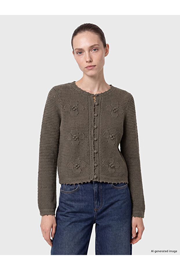 Timeless Clothing & Timeless Choices Zero Roba Collar Openwork Women's Knitwear Cardigan