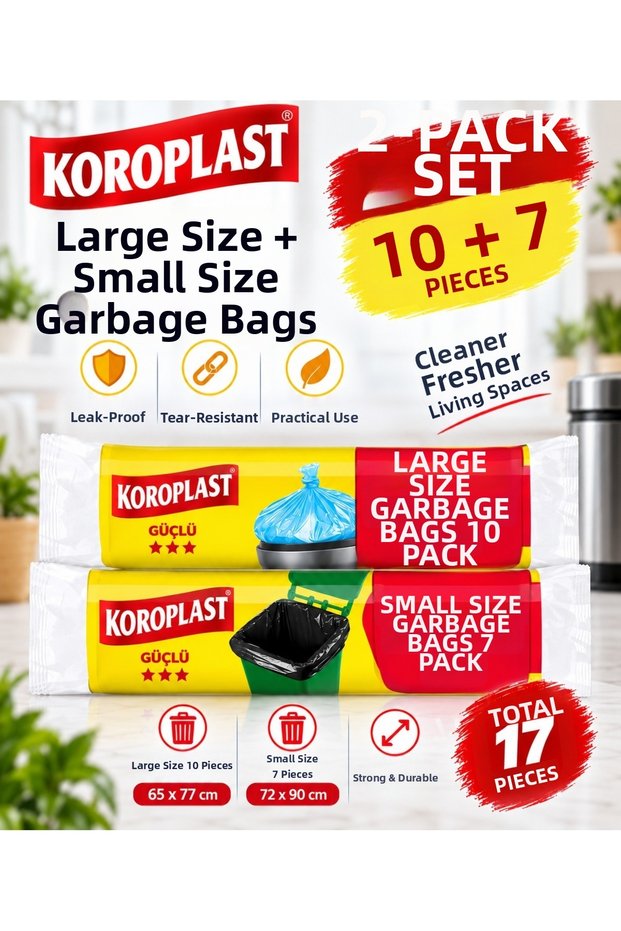 Battal Size + Large Size Trash Bags Double Set