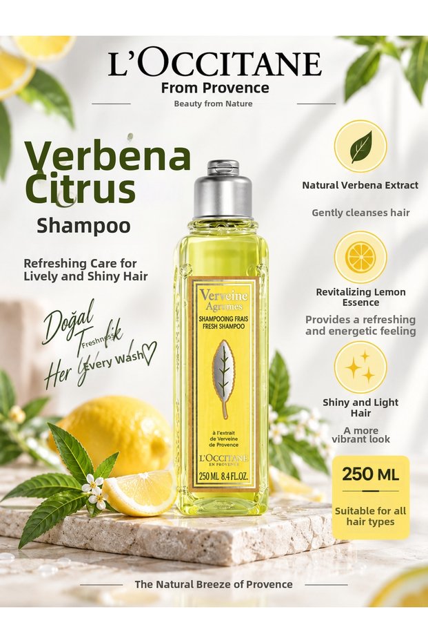 Verveine Agrumes 250 ml – Refreshing and Shine-Enhancing Shampoo with Verbena Extract